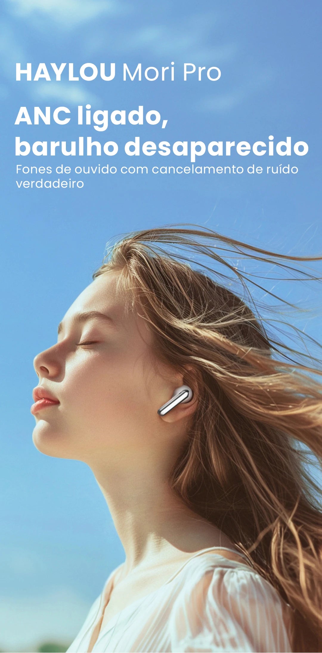 🎧 HAYLOU Mori Pro – Fone Bluetooth 5.4 com Cancelamento de Ruído Ativo -43dB